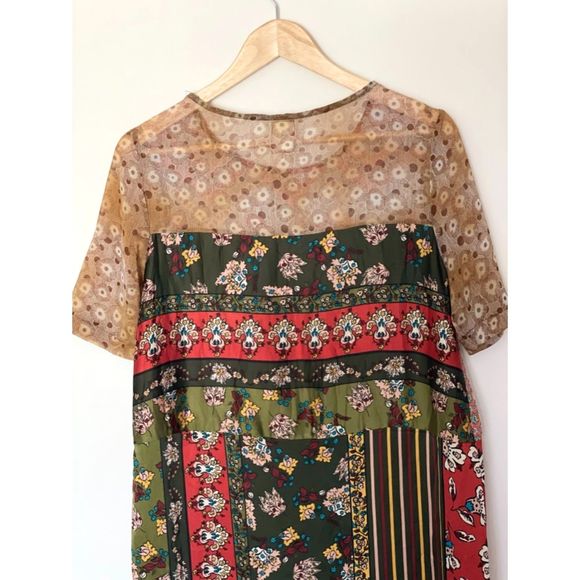 TINY Anthropologie Mixed Print Boho Floral Dress Size XS- Small b142 - Picture 3 of 12